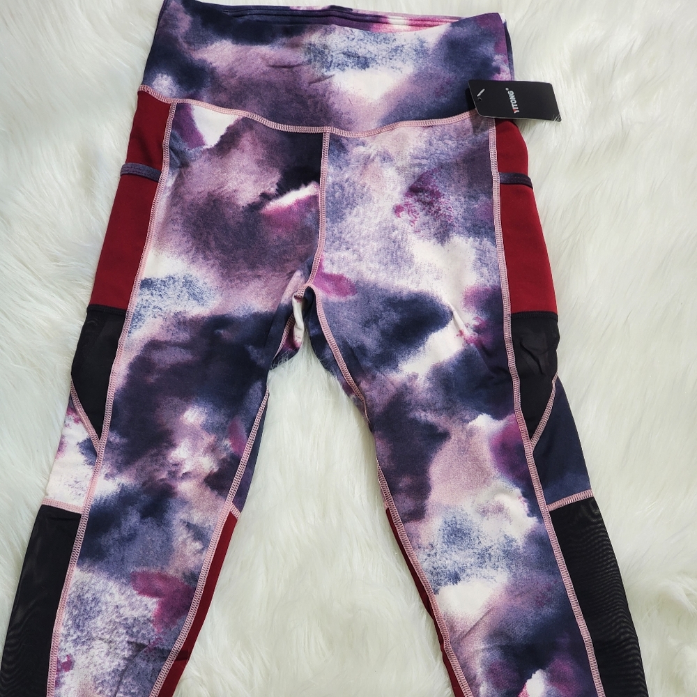NWT Tye Dye Burgundy Blue Yoga Mesh Set - Picture 5 of 8